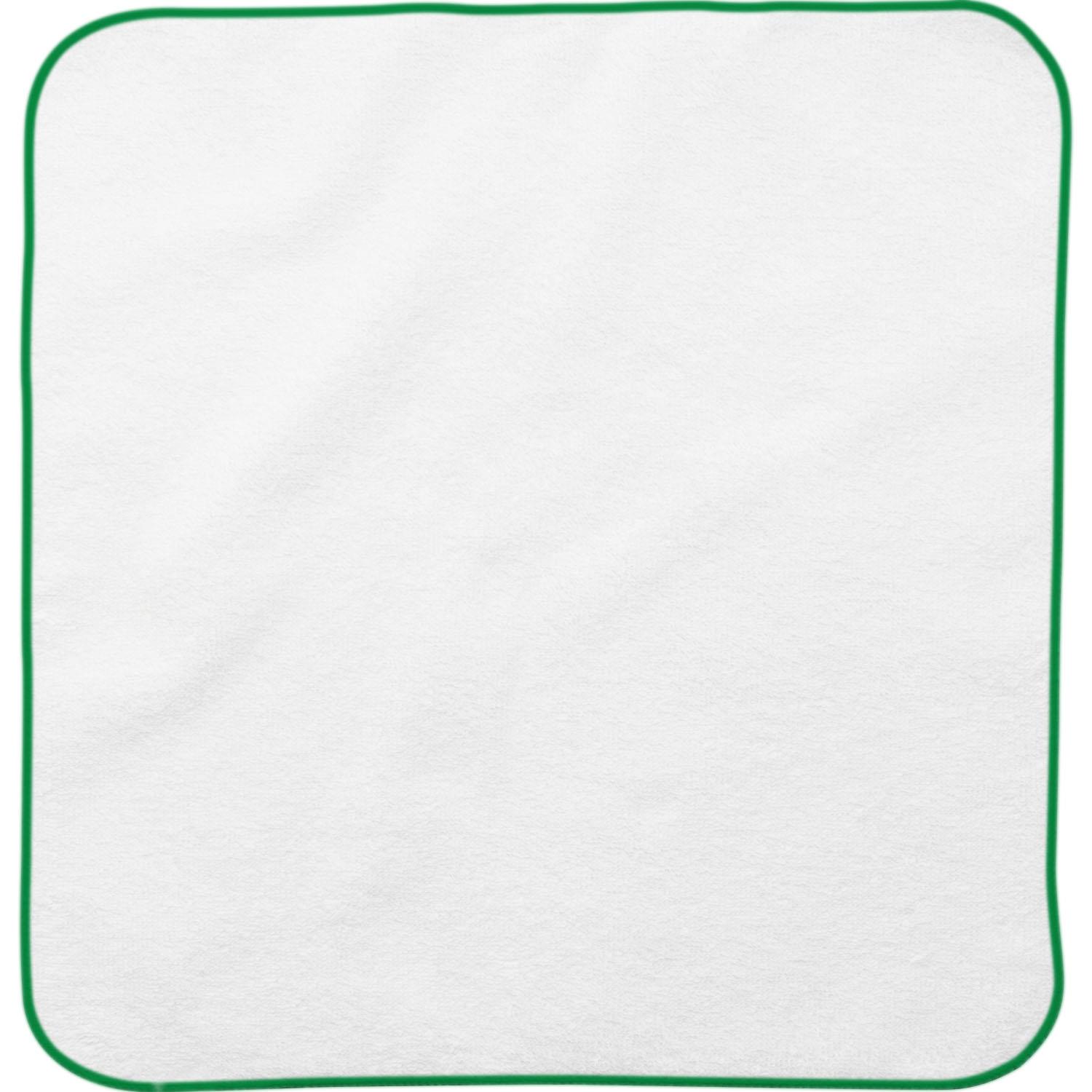 Zauberhandtuch Fußballmotiv, 30x30 cm, 100% Baumwolle, grün gerahmter Rand