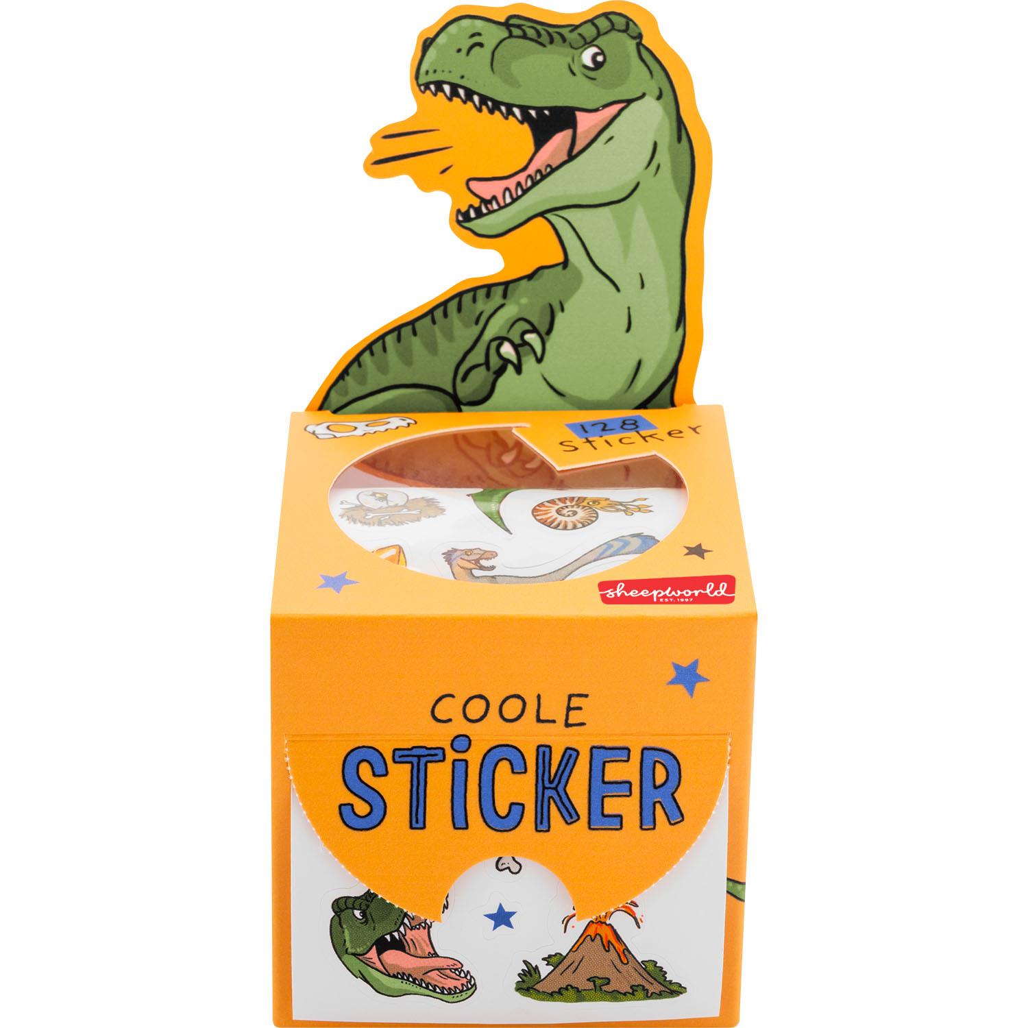 Dino-Stickerrolle in orange Box mit 128 Stickern auf 80 cm Länge