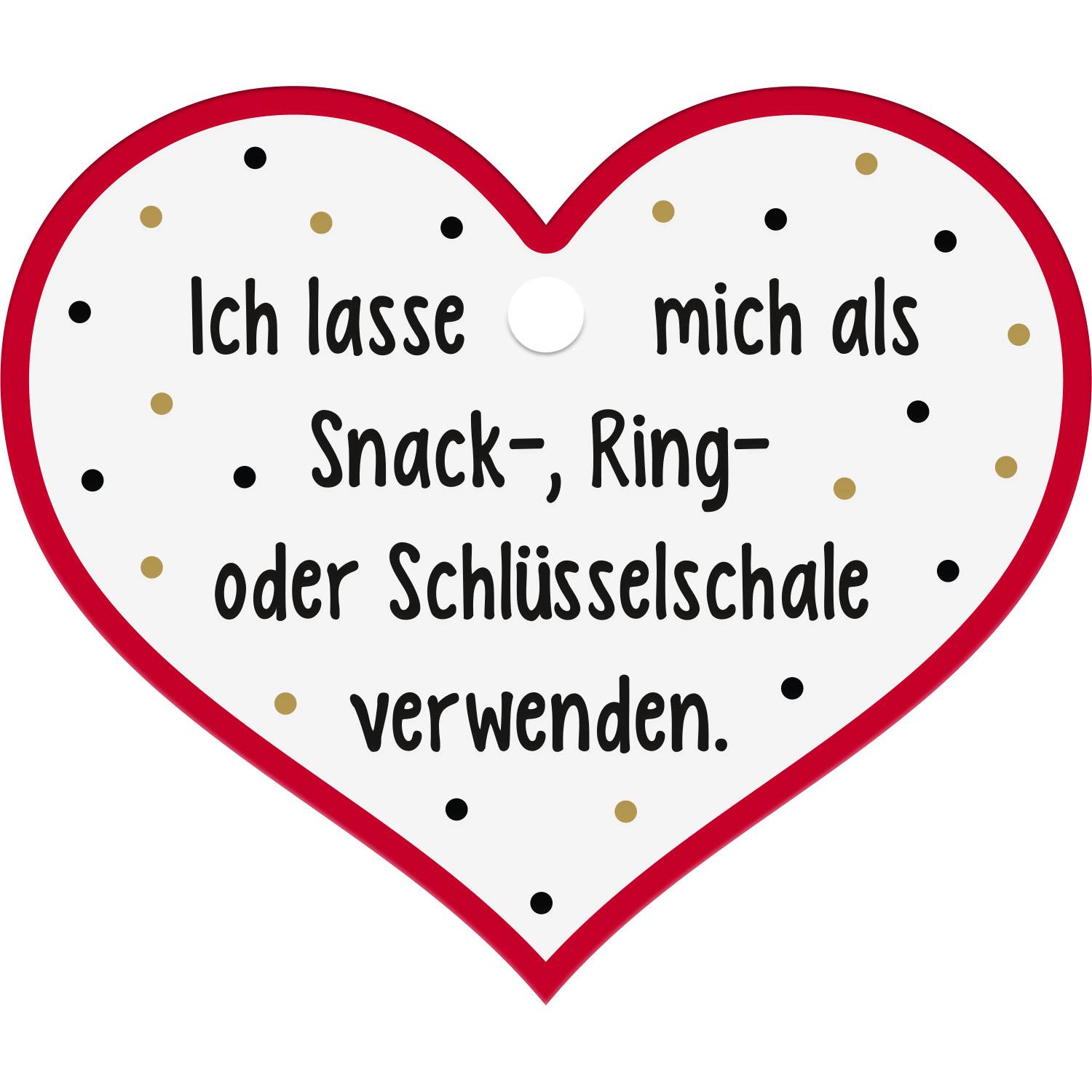 Herzförmige Snack-/Schale aus Porzellan mit zwei Herzen und Motivdruck