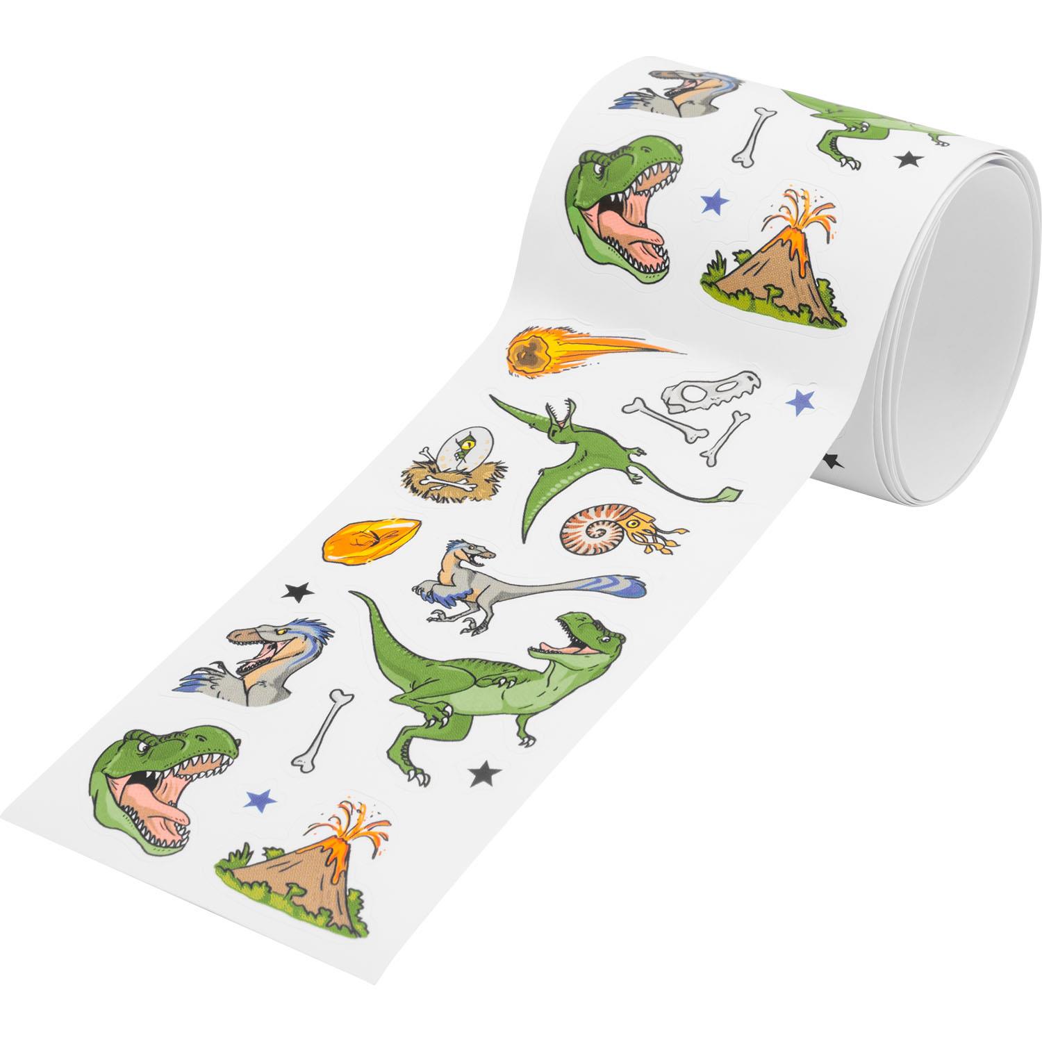 Stickerrolle Dino – 80 cm lang, 5 cm breit, 128 Dinosaurier-Sticker in Geschenkbox