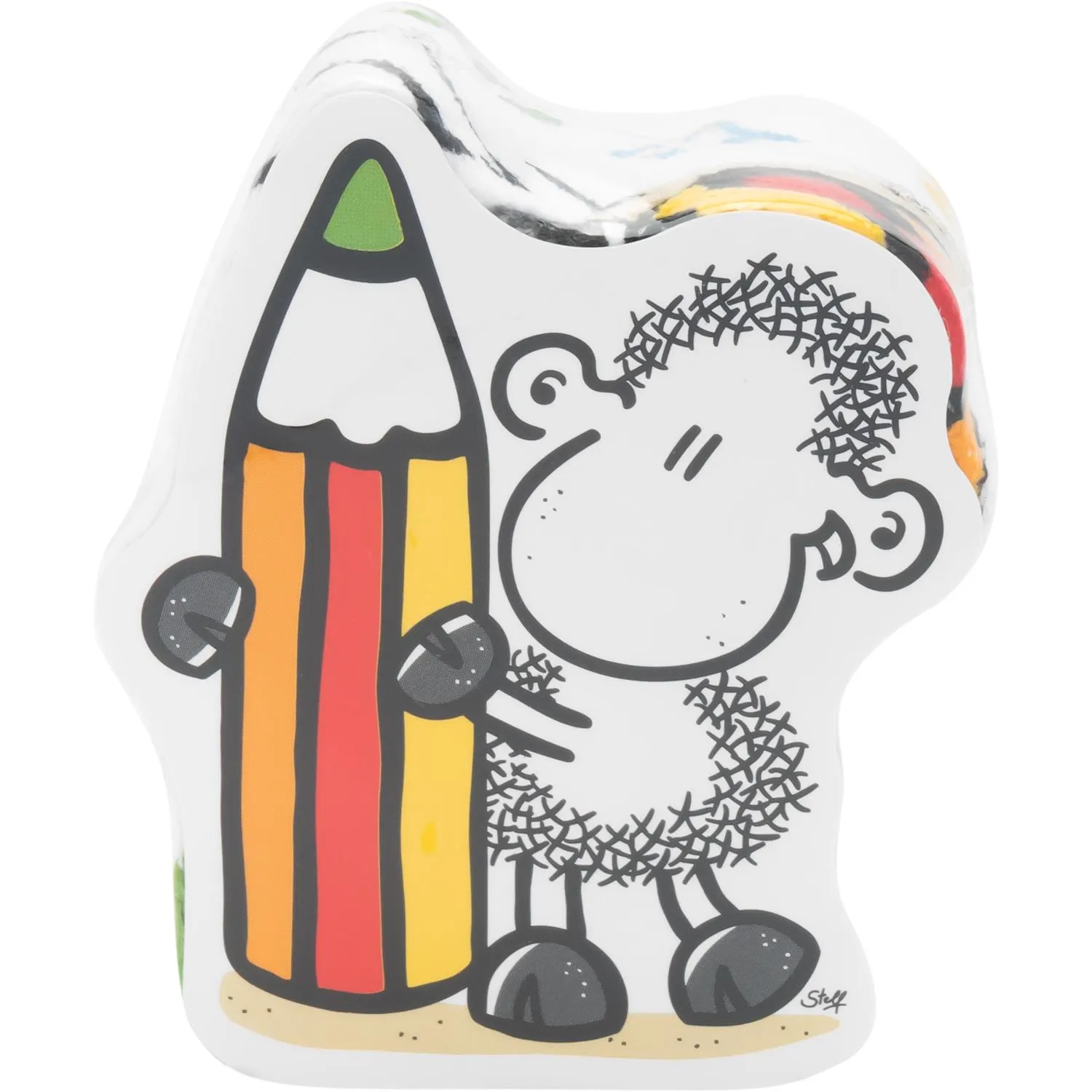 Süßes Schaf-Zauberhandtuch mit großem Buntstift, 30x30 cm, 100% Baumwolle