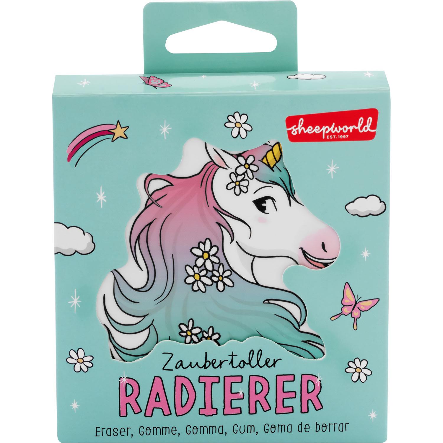 XL-Radierer Einhorn-Zauber in Pastellverpackung mit Regenbogen