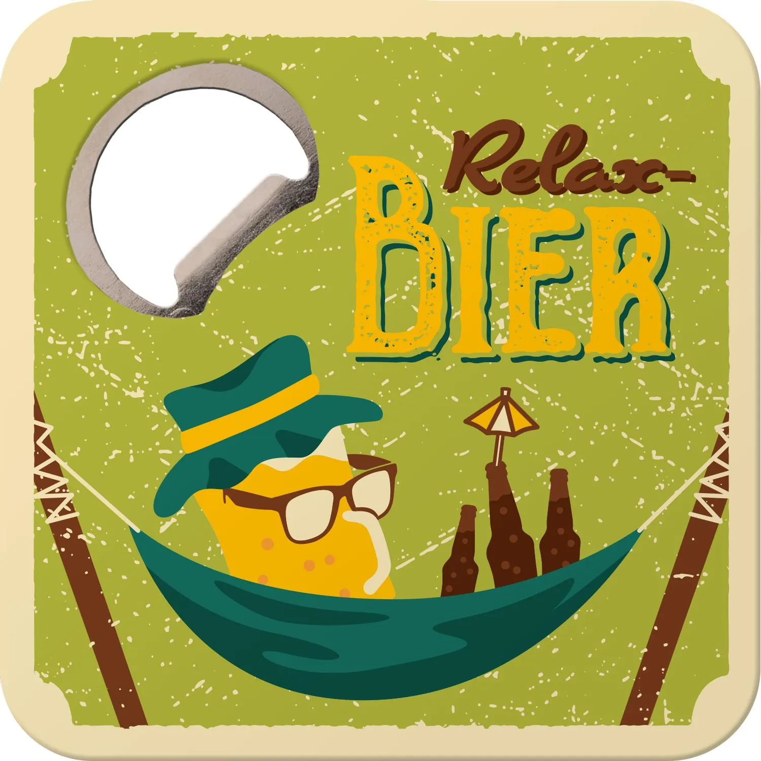 Untersetzer mit Flaschenöffner »Relaxbier«