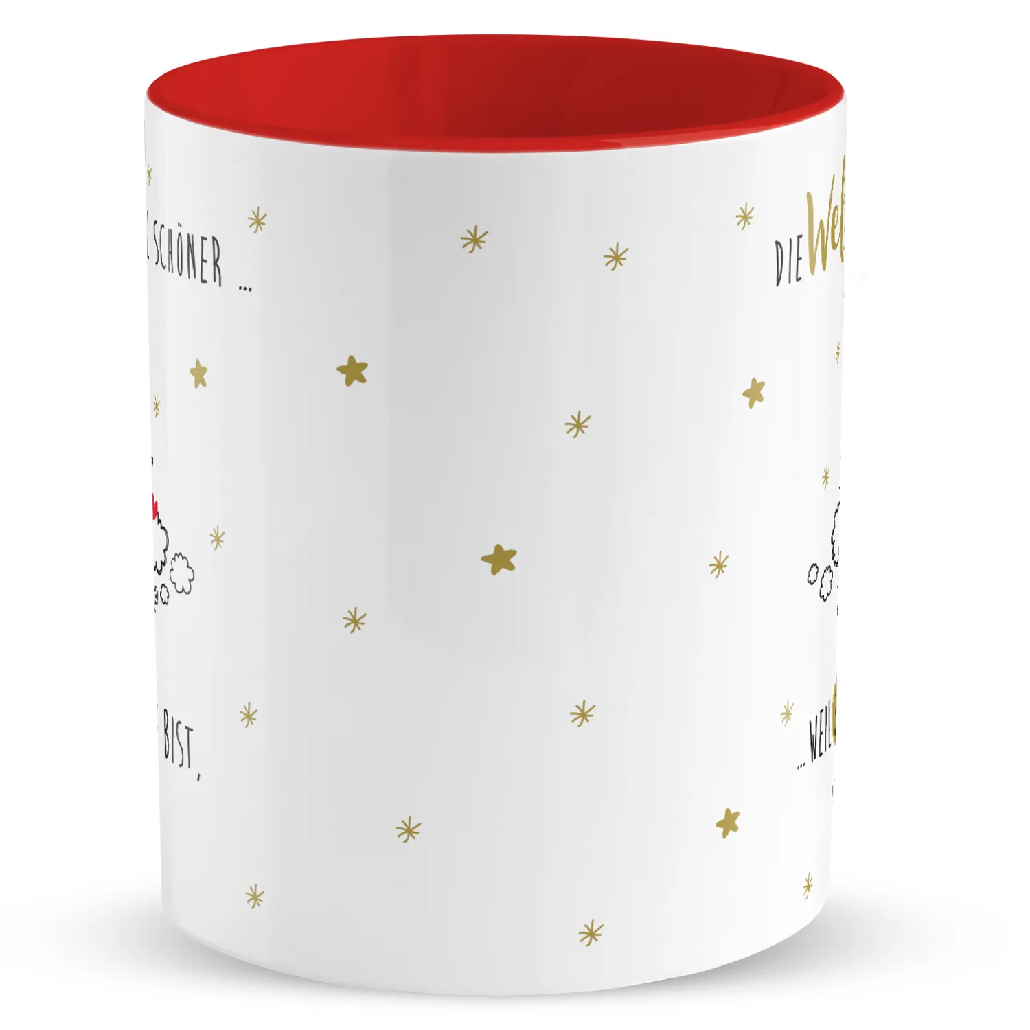 Personalisierbare Porzellan-Tasse mit Wunschname und goldenen Sternen