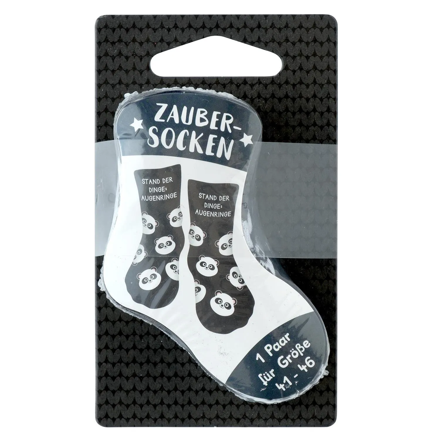 Paar Zaubersocken mit Panda-Motiven und Augenringen, magisch aktivierbar