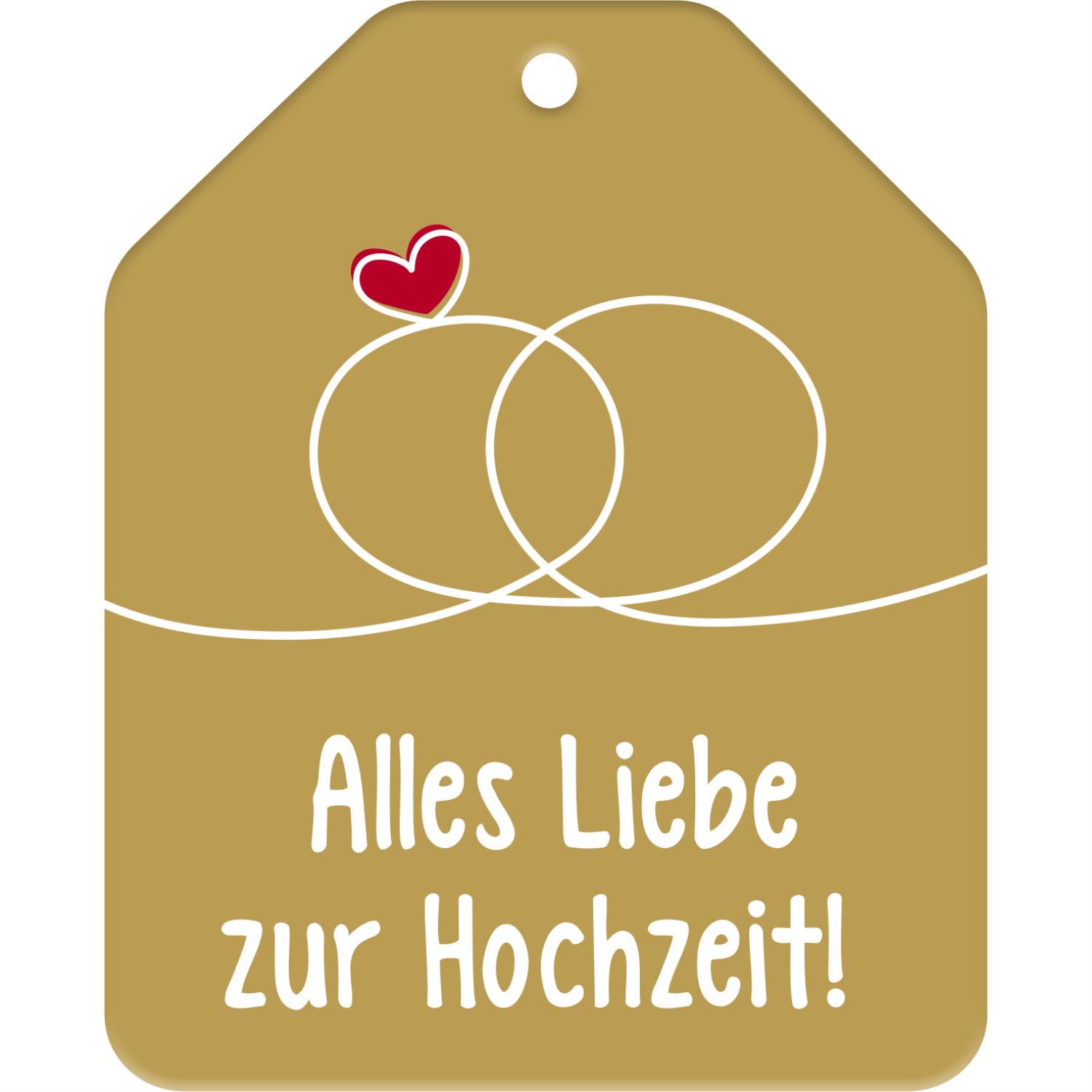 Windlicht »Ringe« aus Glas und Bast mit Golddruck und Herz-Motiv