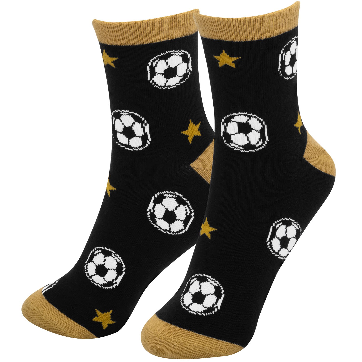 Zaubersocken Fußballmotiv mit Fußball-Print und Sternen, Größe 41–46, 1 Paar