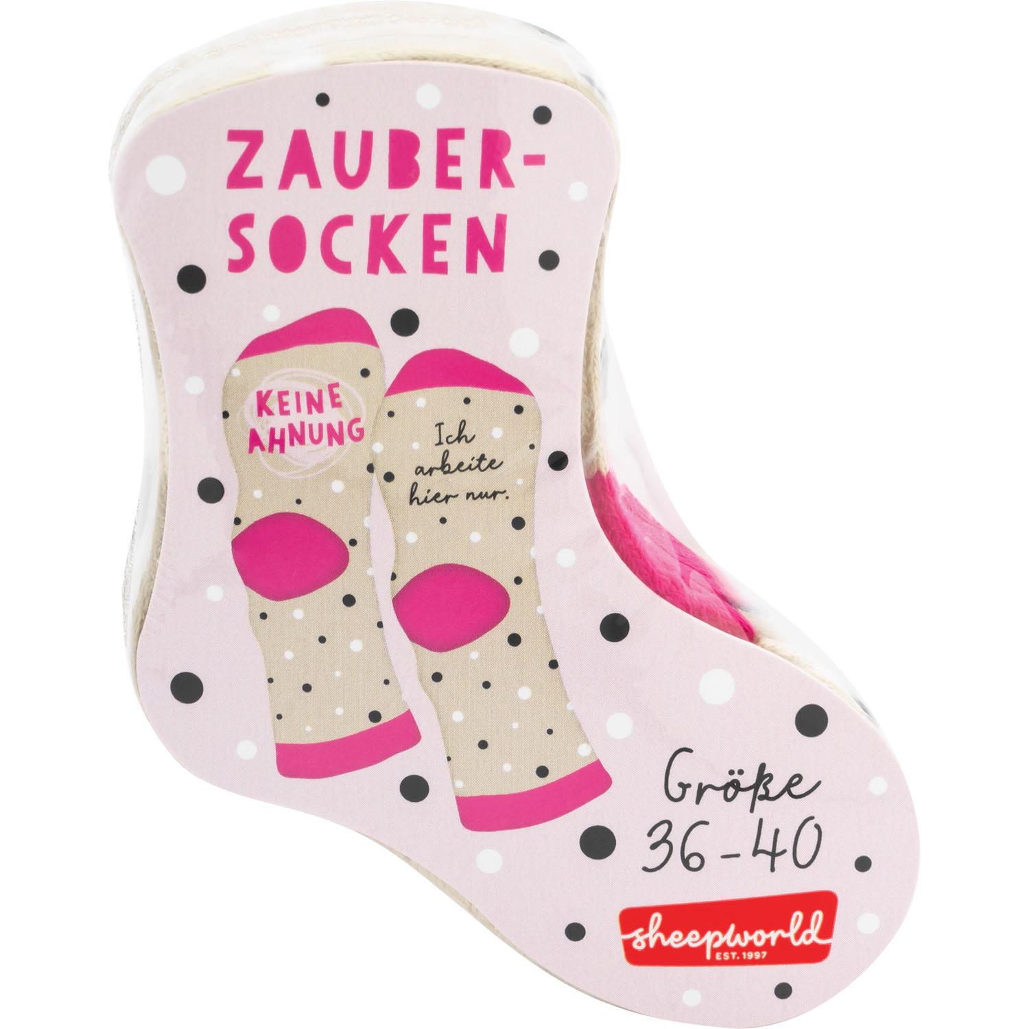 Zaubersocken Keine Ahnung – pink-beige Socken mit Punkten