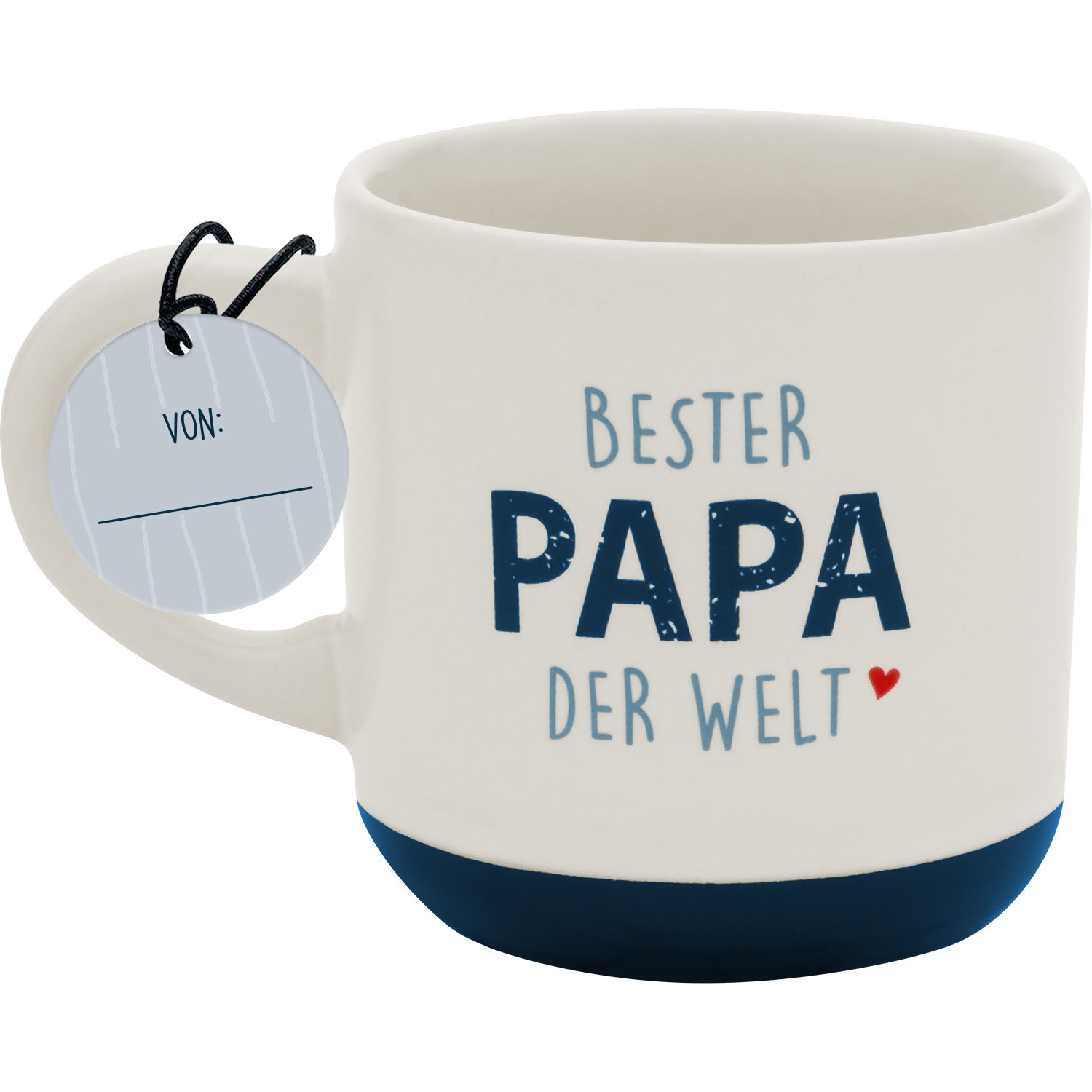 Weiße Espressotasse mit dunkelblauem Boden und dem Spruch BESTER PAPA DER WELT