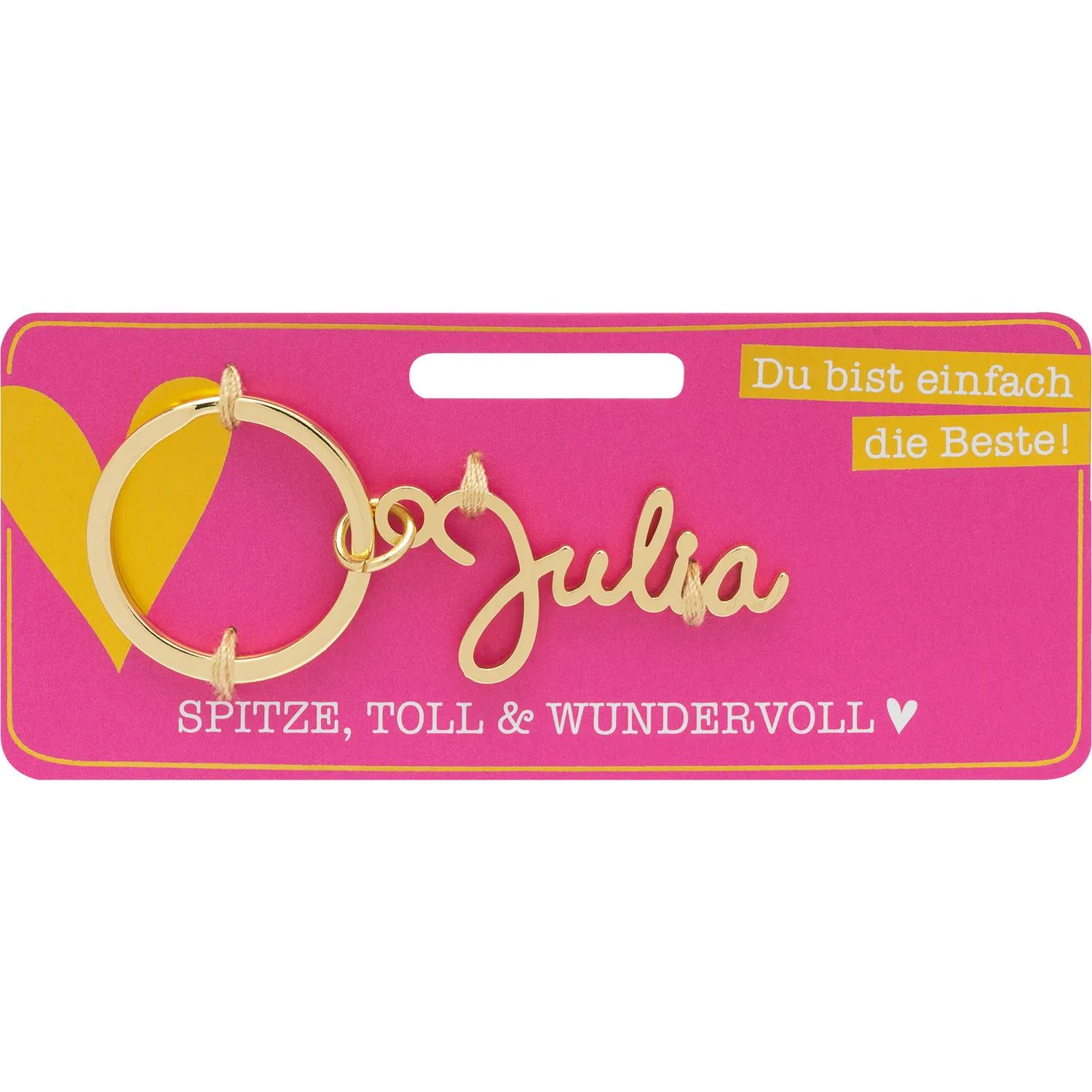 Goldener Namens-Schlüsselanhänger Julia am runden Schlüsselring