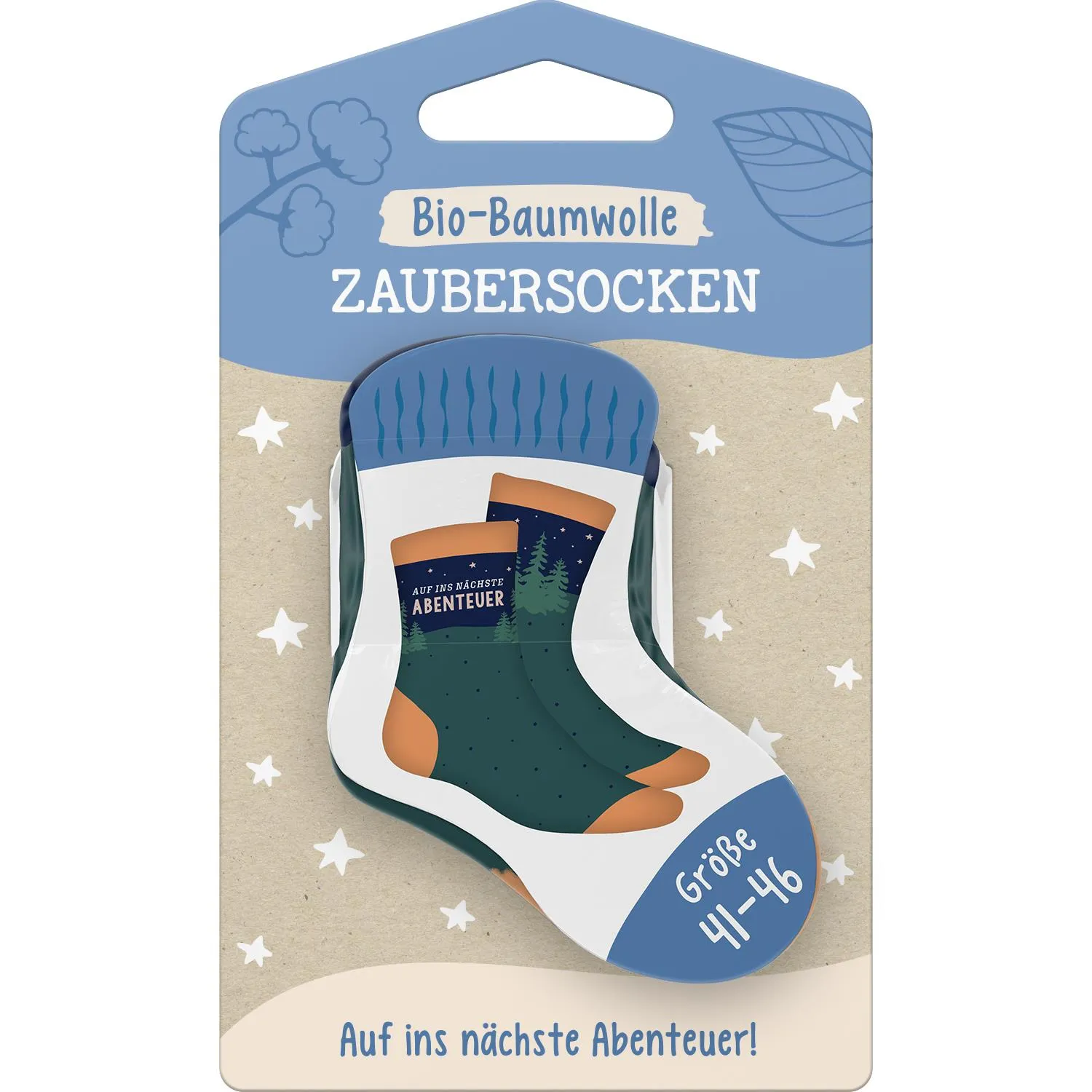 Bio-Zaubersocken mit Waldmotiv, Größe 41-46, Abenteuer-Print