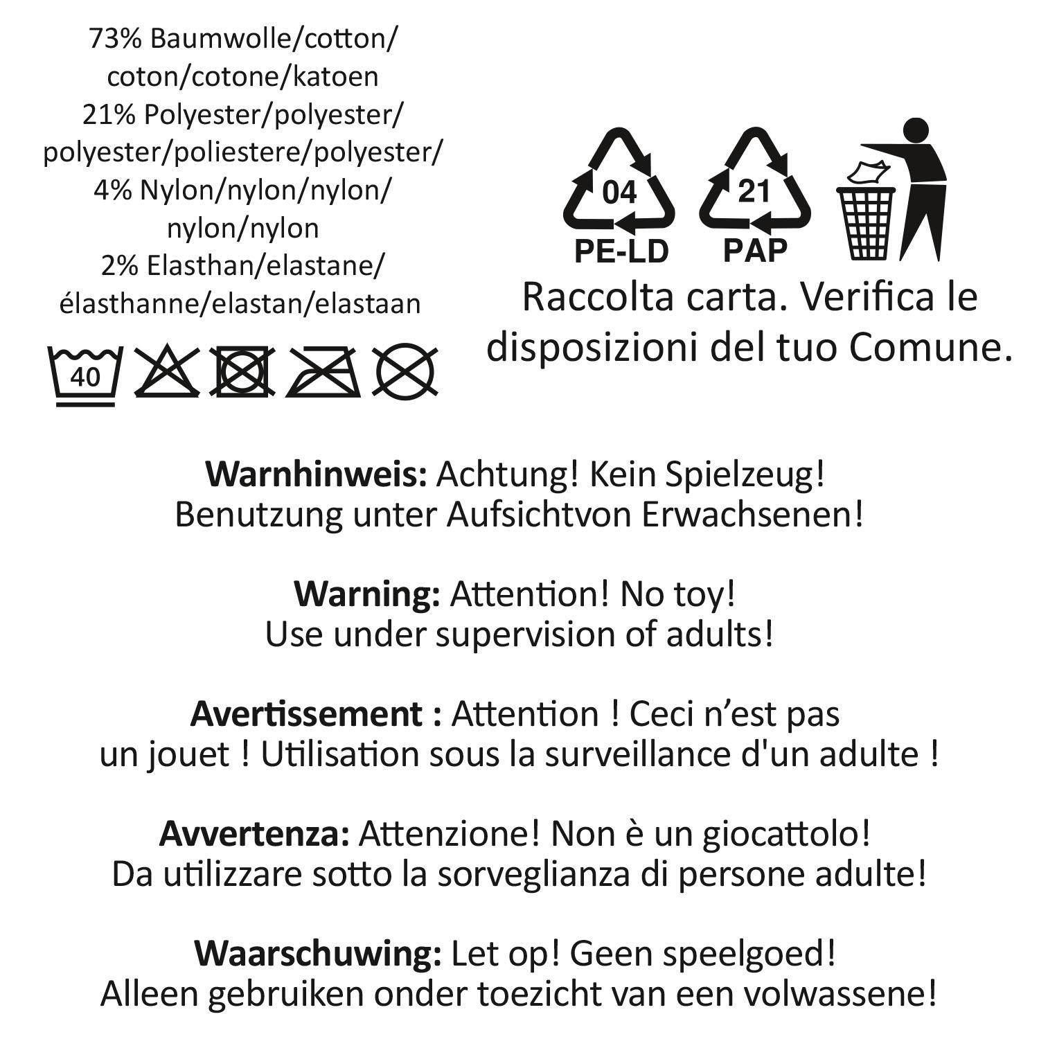 Zaubersocken – Weißes Paar auf Headercard mit Pflegeetiketten