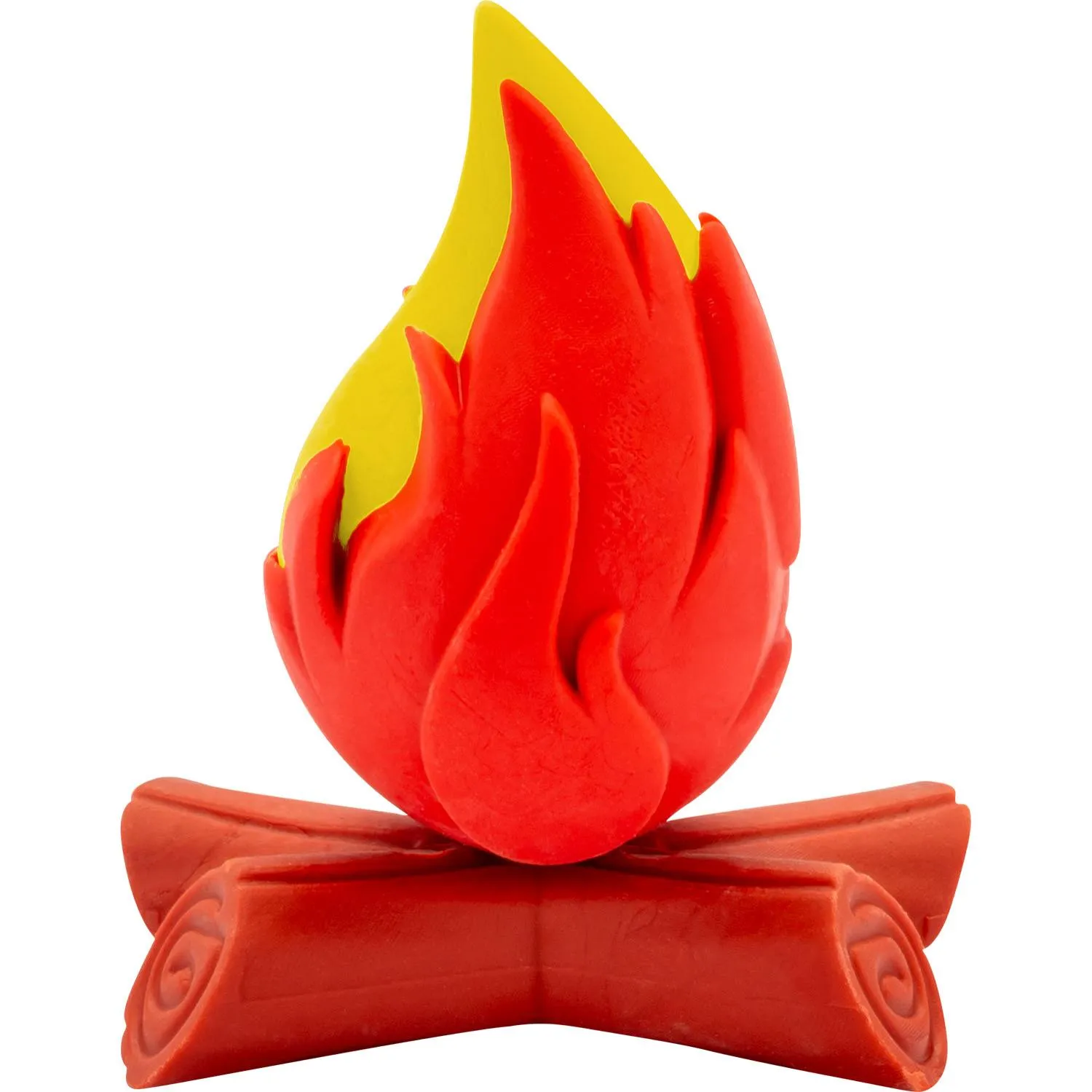 Roter Flammen-Radiergummi auf rotem Sockel im Feuerwehrmotiv