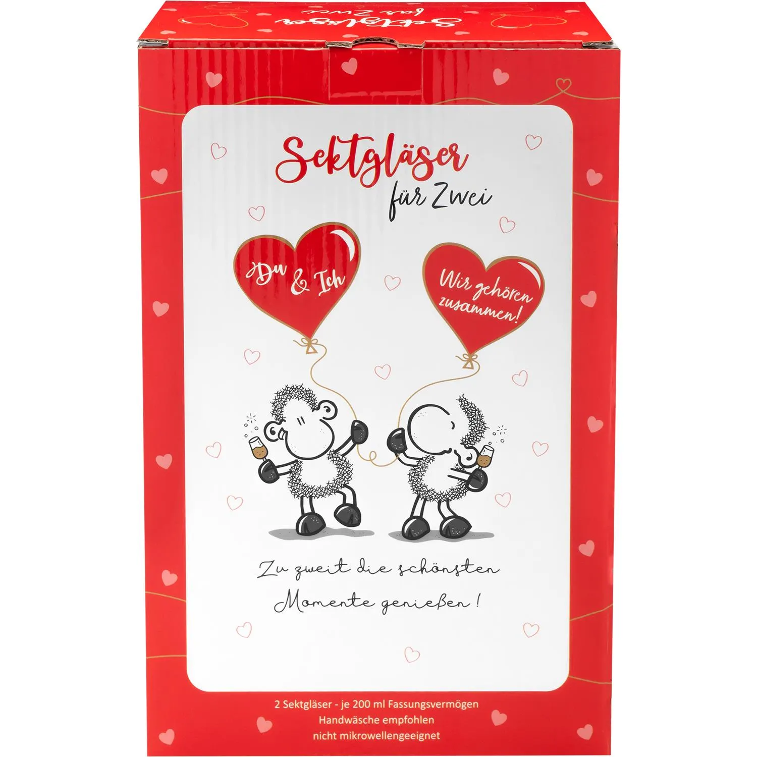 Zwei Sektgläser im Geschenkset mit Golddruck