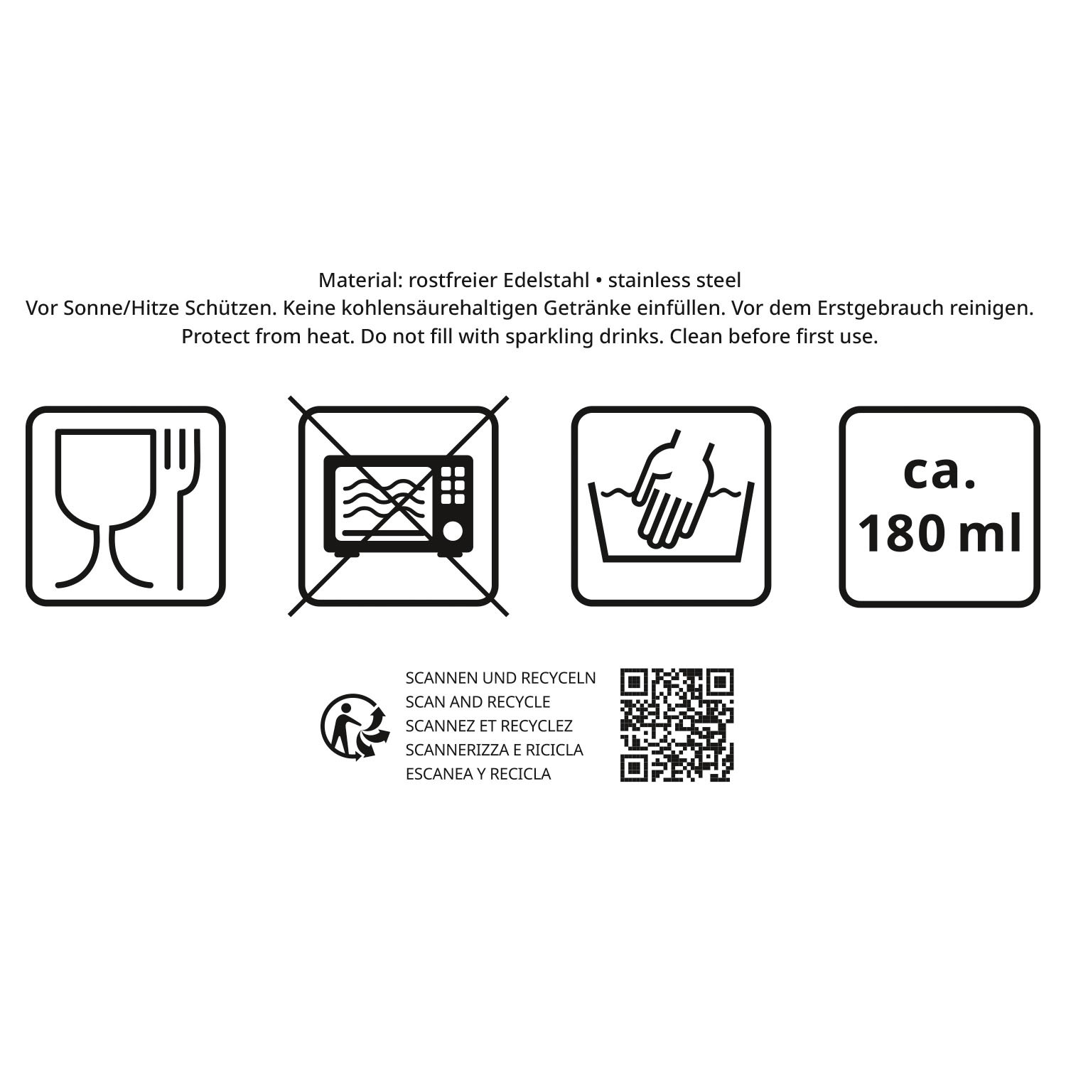 Edelstahl-Flachmann, 180 ml, Partylöwe-Motiv, veredelte Sichtverpackung